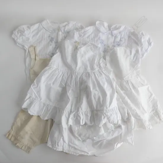 Three hand embroidered Madeira baby dresses, two tops, plus boys’ antique underwear set…